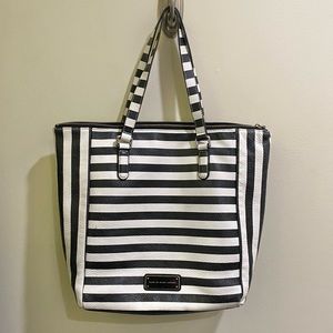 Marc by Marc Jacobs Black & White Stripe Take Me Leather Tote